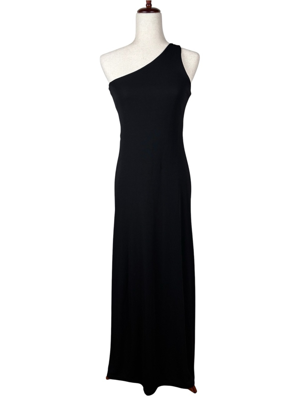 VTG Lauren Ralph Lauren Black One Shoulder Evening Gown LBD Preppy M Classic